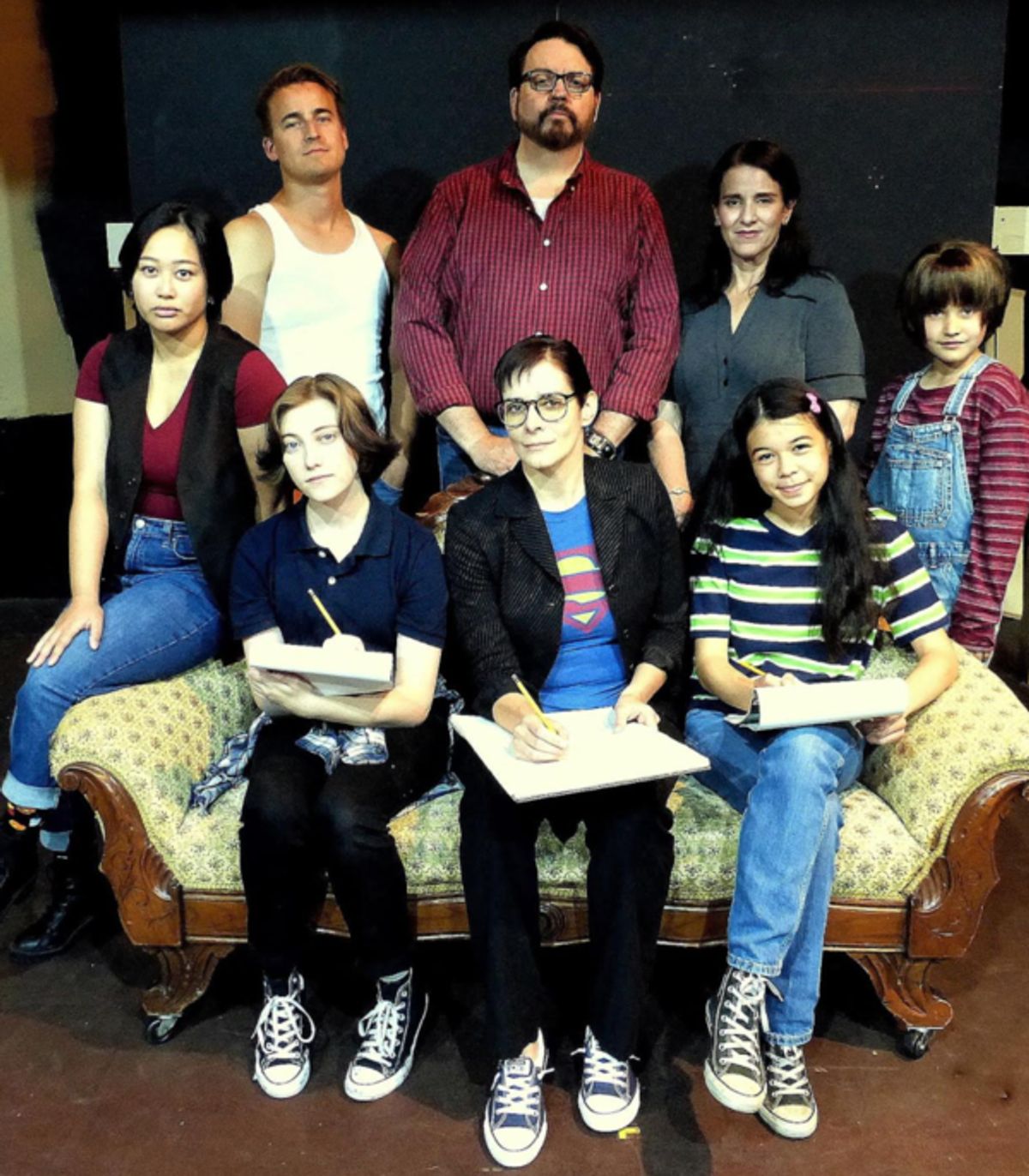 The cast wants to tell you a story spanning 30 years in the 'Fun Home'
(from left, seated: Julia Sison, Nico Fisher, Amanda Webb, Natalie Cayetano)
(from left, standing:  Grant Ruckheim, Jon Sparks, Dana Weisman, Amelia Fischer) at 