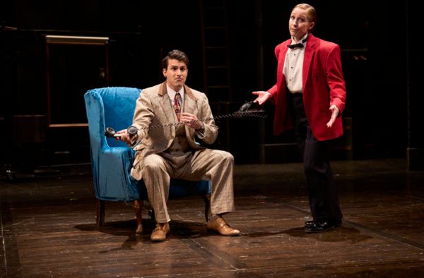 Richard Hannay (actor, Anthony Michael Martinez*) takes a call from a helpful friend  Photo