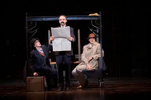 Richard Hannay (actor, Anthony Michael Martinez*) meets two traveling salesmen (actor Photo