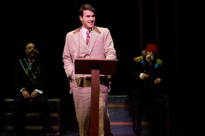 Hannay (actor, Anthony Michael Martinez*) gives an impassioned speech to the Assembly Photo