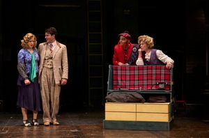 Pamela (actor, Betsy Mugavero*) and Hannay (actor, Anthony Michael Martinez*) request a room from the innkeepers (actors L-R, Joe Wegner* and Maggie Kettering*) in the Great Lakes Theater production of Alfred Hitchcock’s THE 39 STEPS at the Hanna Theatre, Playhouse Square running through May 22. (Photo by Roger Mastroianni) @ BroadwayWorld Pamela (actor, Betsy Mugavero*) and Hannay (actor, Anthony Michael Martinez*) request Photo