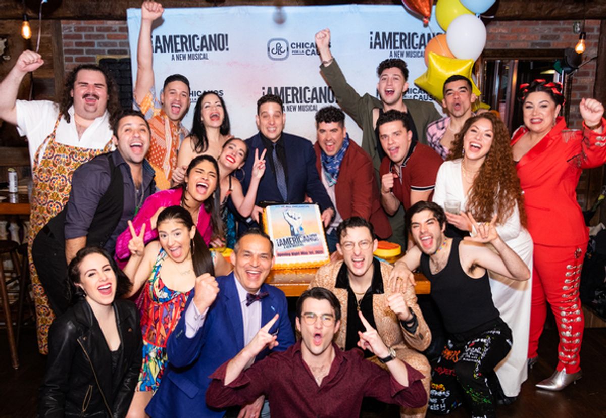 Tony Valdovinos (behind the cake) and the company at 