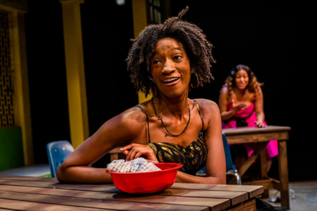 Morgan Charece Hall and Cheyenne Parks in SCHOOL GIRLS; OR, THE AFRICAN MEAN GIRLS PLAY at Arden Theatre Company. Photo credits: Wide Eyed Studios  at 