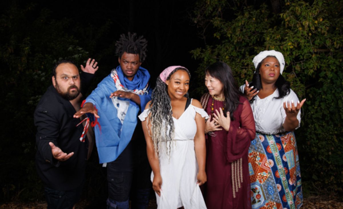 John Ramirez-Ortiz, Kahlil Leneus, Solona Husband, Grace Peng, and Nadiyah Hollis at Photos: Plethos Productions Stages ONCE ON THIS ISLAND