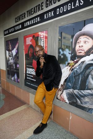Playwright Dave Harris arrives for the opening night of the World premiere production of ?Tambo & Bones? at Center Theatre Group?s Kirk Douglas Theatre on May 8, 2022. (Photo by Ryan Miller/Capture I @ BroadwayWorld Playwright Dave Harris arrives for the opening night of the World premiere production Photo