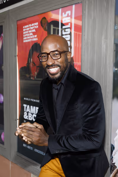 Playwright Dave Harris arrives for the opening night of the World premiere production Photo