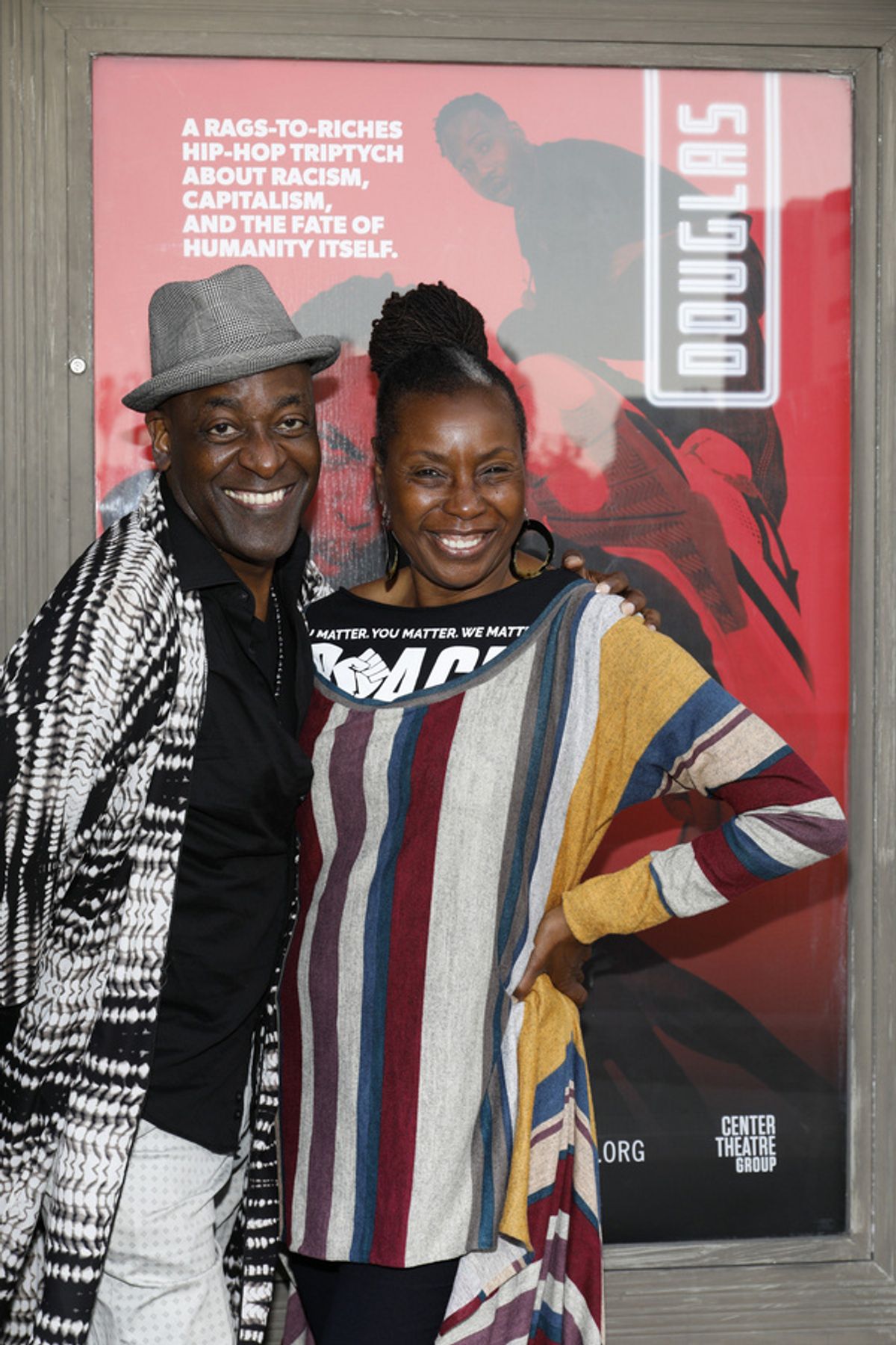 From left, actors Charles Reese and Joyce Guy arrive for the opening night of the World premiere production of ?Tambo & Bones? at Center Theatre Group?s Kirk Douglas Theatre on May 8, 2022.  (Photo by at 