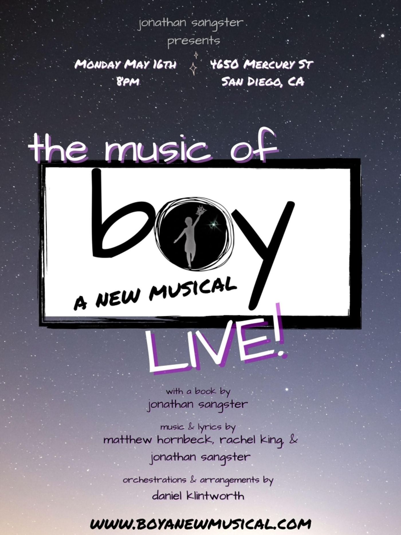 Interview: Jonathan Sangster Talks Creating BOY: A NEW MUSICAL and its Concert Fundraiser at SDMT  Stage  Image