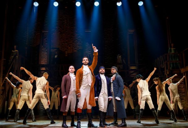 The company of the Angelica National Tour of Hamilton. Photo Credits: Joan Marcus.  Photo