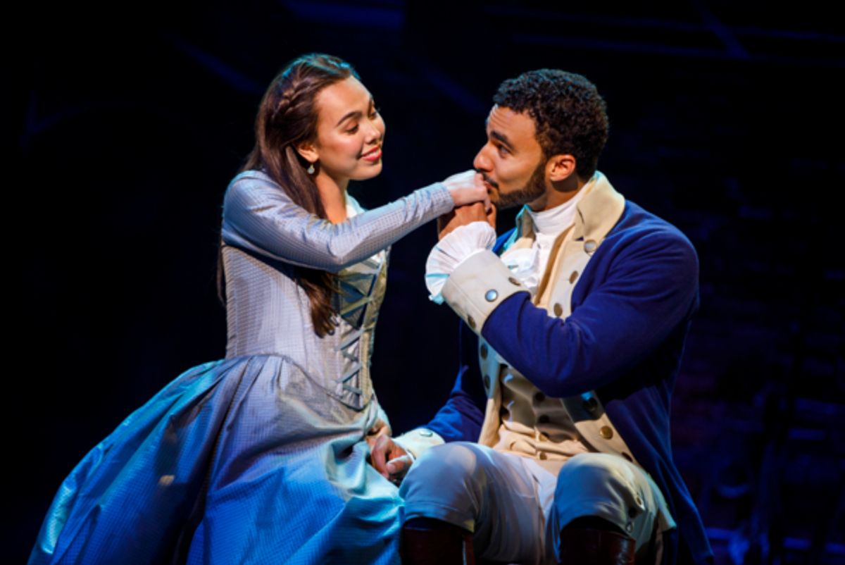 Austin Scott and Julia K. Harriman in the Angelica National Tour of Hamilton. 
Photo Credits: Joan Marcus.  at 