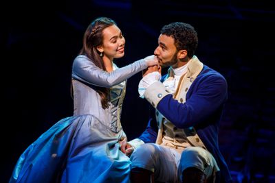 Austin Scott and Julia K. Harriman in the Angelica National Tour of Hamilton. 
Photo  Photo
