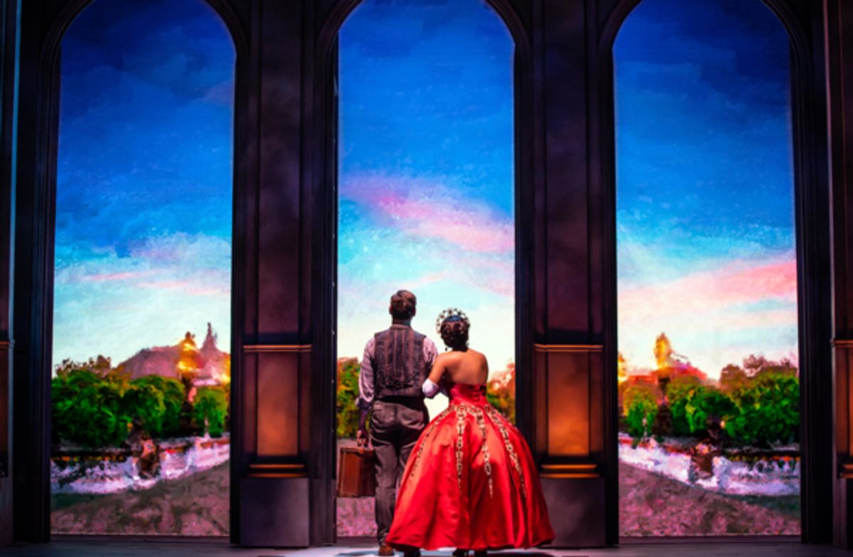 Sam McLellan (Dmitry) and Kyla Stone (Anya) in the North American Tour of ANASTASIA - Photo Credits: Jeremy Daniel. 
 at 