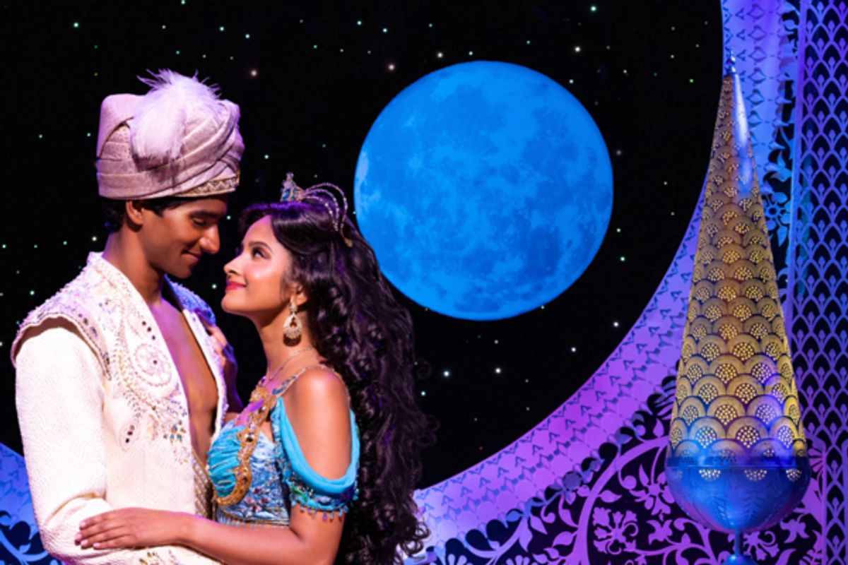 Michael Maliakel (Aladdin) and Shoba Narayan (Jasmine) in Aladdin on Broadway. Photo Credits: Mathew Murphy.  at 