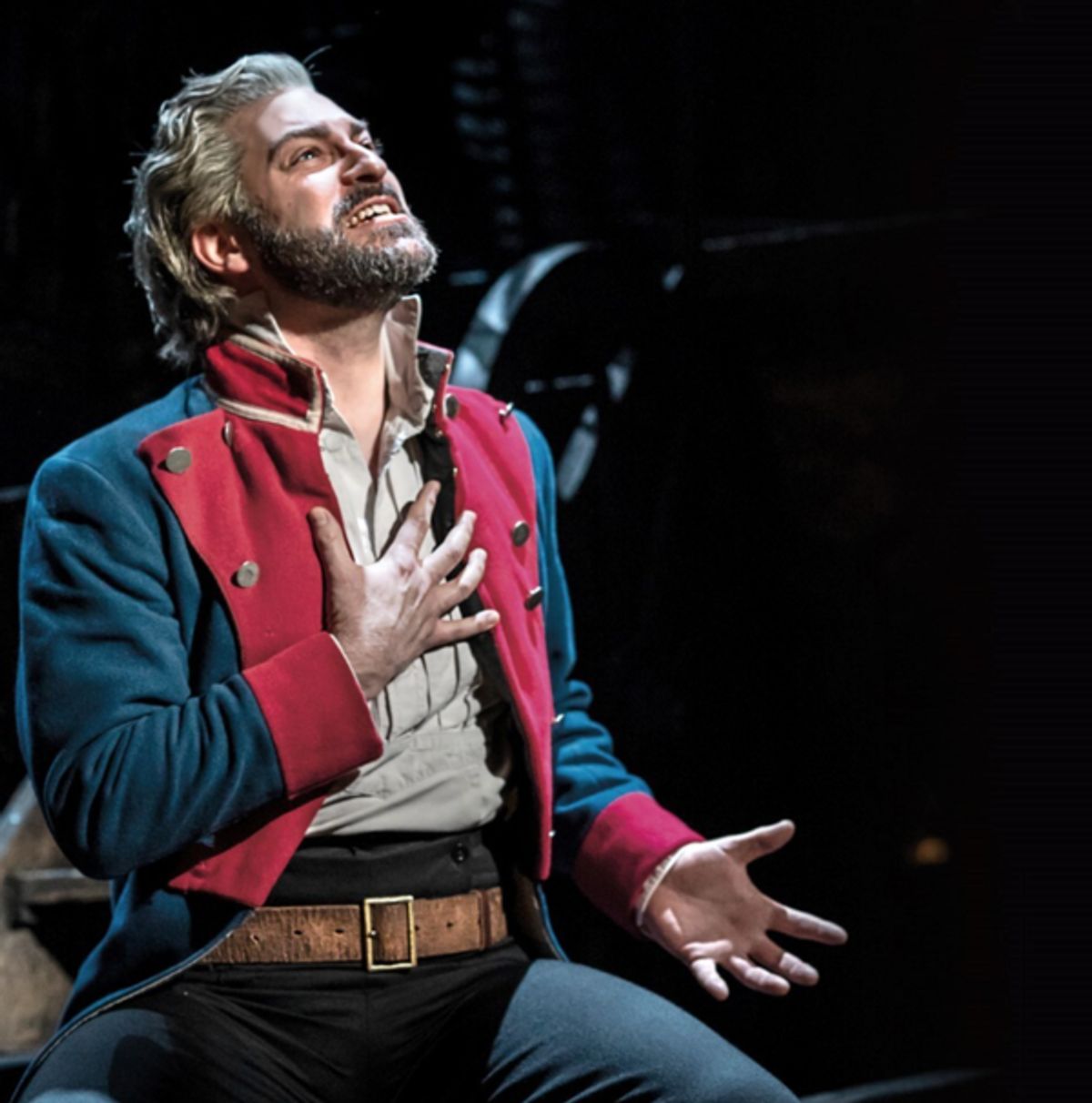 Jon Robyns singing 'Bring Him Home' in the National Tour production of Les Misérables. 
Photo Credits: Danny Kaan. at 