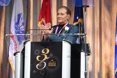 Martine Rothblatt speaks onstage at the 35th Anniversary Ellis Island Medals of Honor Photo