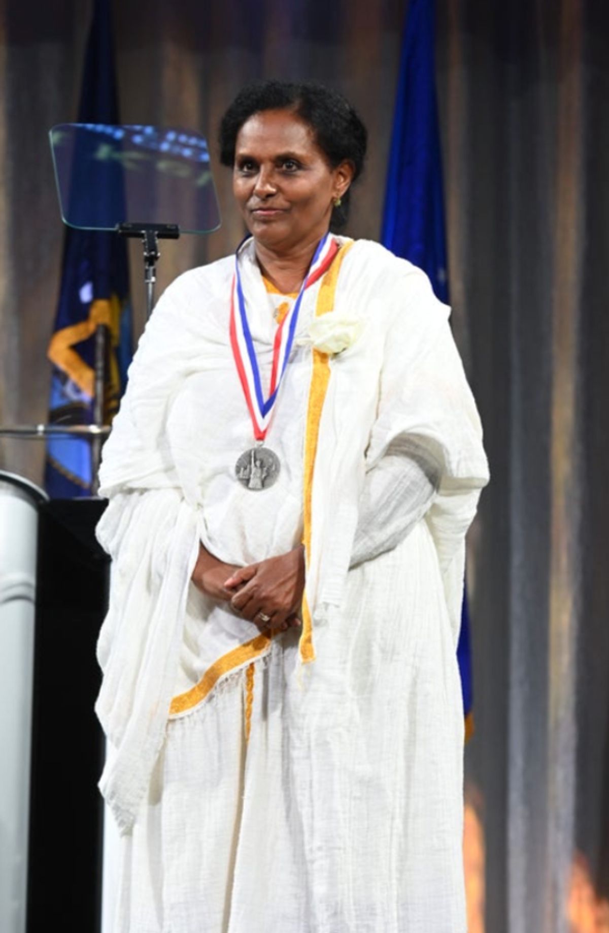 Segenet Kelemu is honored at the 35th Anniversary Ellis Island Medals of Honor at Ellis Island on May 14, 2022 in New York City. (Photo by Noam Galai/Getty Images for Ellis Island Honors Society) at Photos: Ellis Island Honors Society Hosts 35th Annual Awards Ceremony