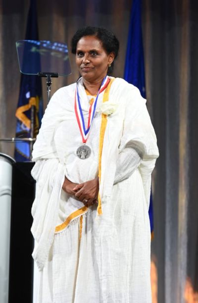Segenet Kelemu is honored at the 35th Anniversary Ellis Island Medals of Honor at Ell Photo