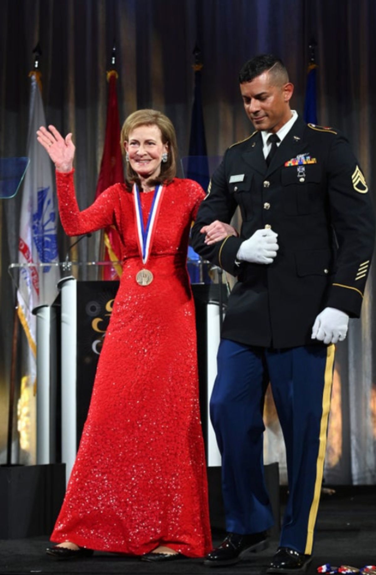 Lally Graham Weymouth (L) is honored at the 35th Anniversary Ellis Island Medals of Honor at Ellis Island on May 14, 2022 in New York City. (Photo by Noam Galai/Getty Images for Ellis Island Honors Society) at Photos: Ellis Island Honors Society Hosts 35th Annual Awards Ceremony