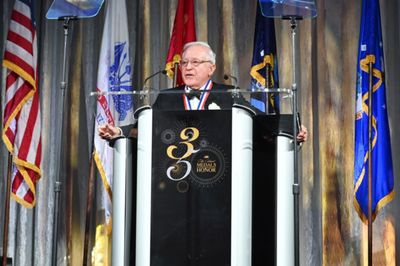 Ed Montero speaks onstage at the 35th Anniversary Ellis Island Medals of Honor at Ell Photo