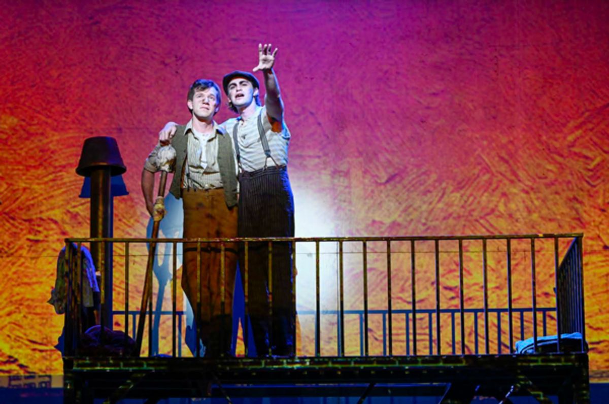 Kyle Frattini and Dillon Klena star in the 3-D Theatricals production of “NEWSIES” - Directed by T.J. Dawson and now playing at Cerritos Center for the Performing Arts.
 at 