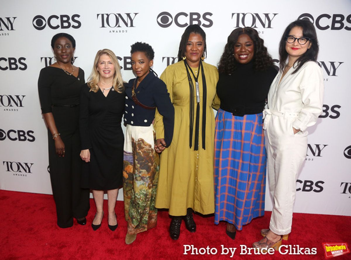 Khady Kamara, Carol Rothman, Kara Young, Lynn Nottage, Uzo Aduba and Jennifer Moeller at 