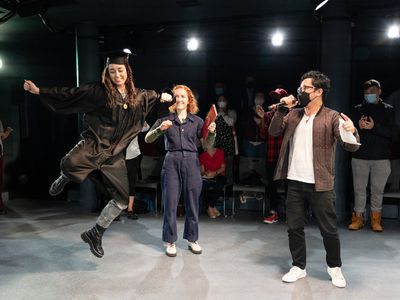 Mia Munn, Kirsty Findlay, and Victor Lirio Photo
