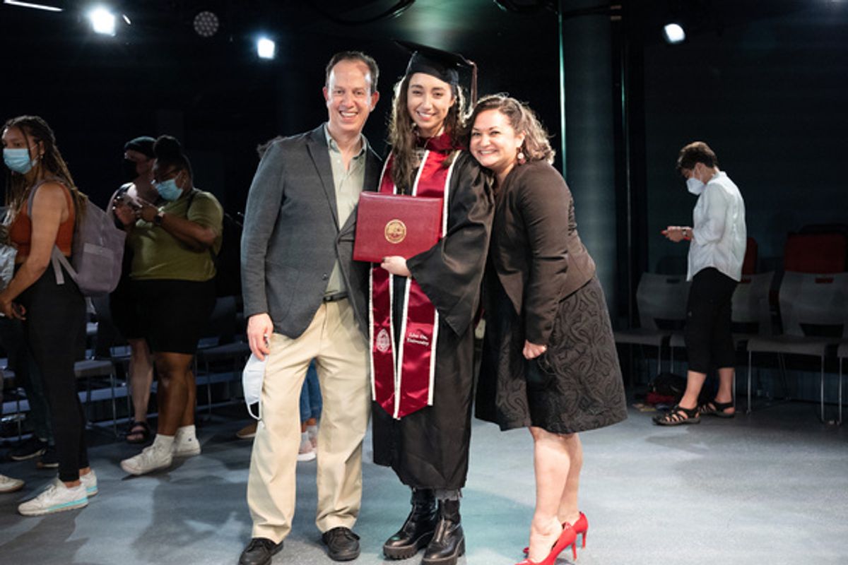 Mia Munn with producers James Simon and Molly Morris  at 