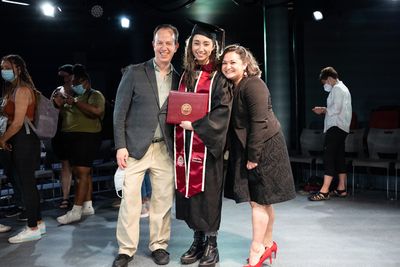 Mia Munn with producers James Simon and Molly Morris  Photo