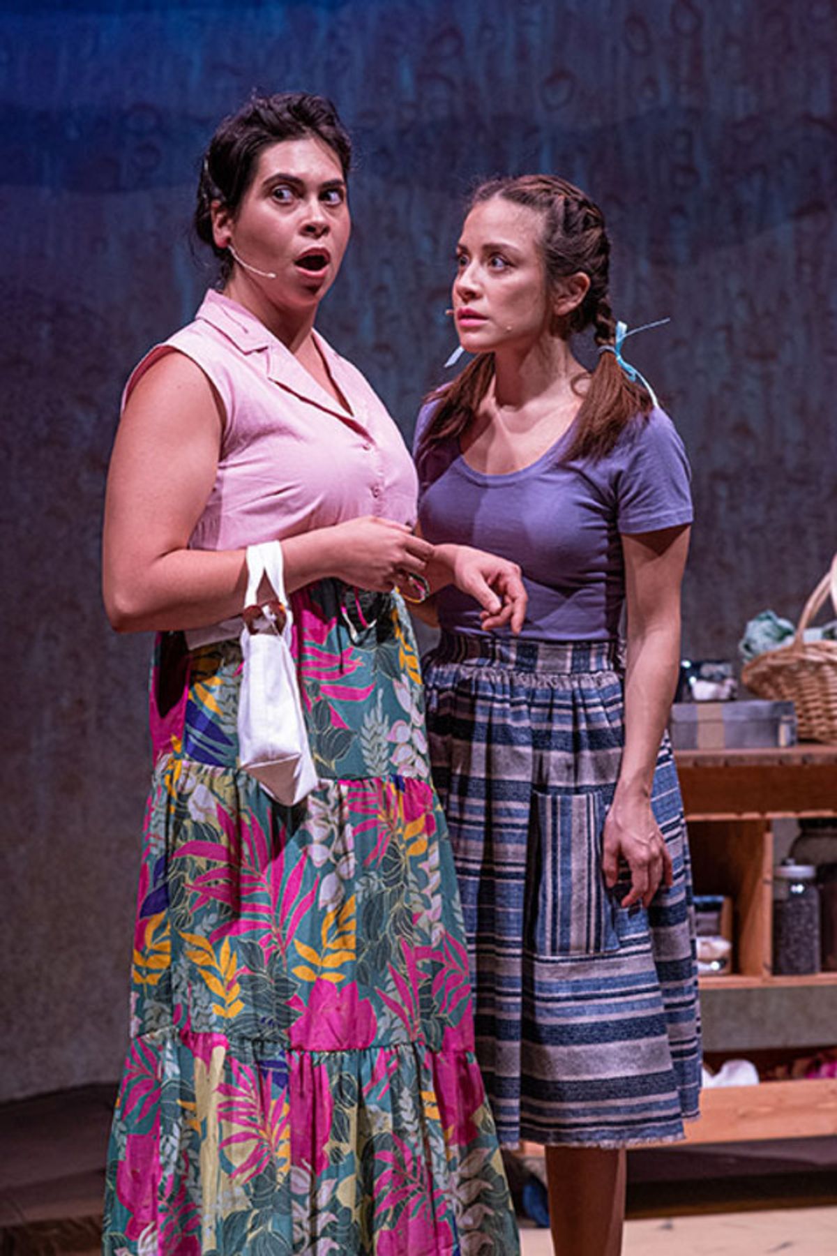 Amanda Raquel Martinez (left) plays Antonia and Gabriela Moscoso is Reina  at 