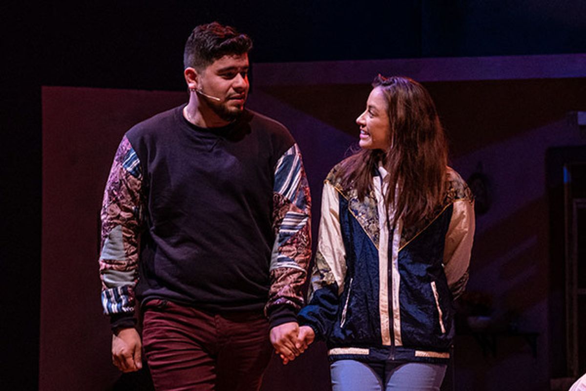 Brian Quijada (left) is the playwright and narrator and Gabriela Moscoso is Reina at 