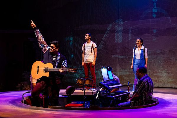 Brian Quijada is playwright and narrator, Tommy Rivera-Vega plays Adán, and Gabriela Photo