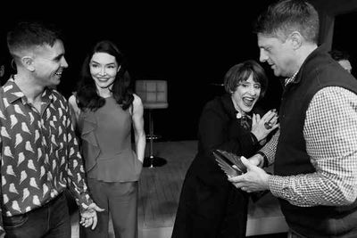 Matt Doyle. Katrina Lenk, Patti LuPone, Christopher Sieber Photo