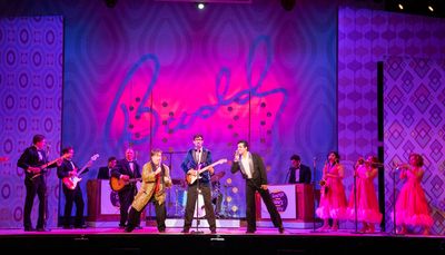 Jack Boice, John Dewey and Jorge Blakely with cast of Buddy Photo