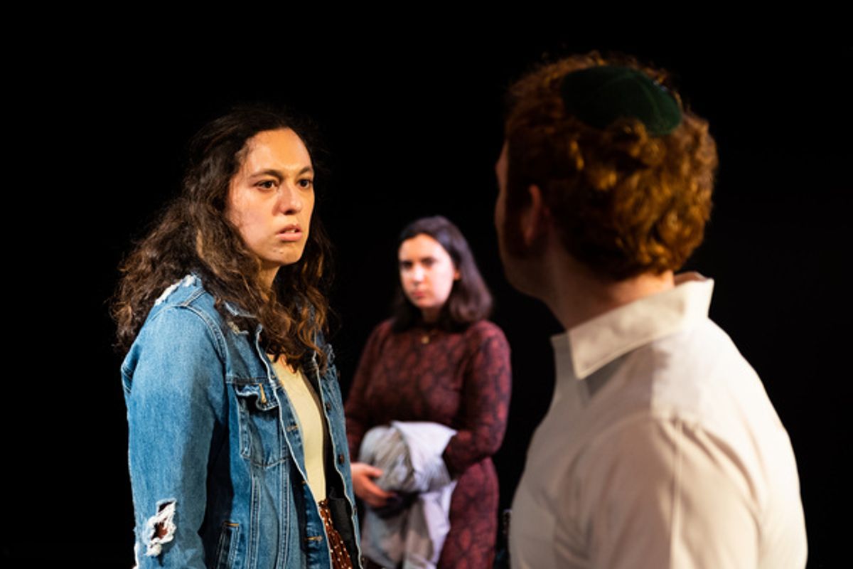 Alice Zelenko, Ben Natan, and Sophie Krietzberg in These and Those at the New York Theater Festival. Photos: Jake Capriotti. at 