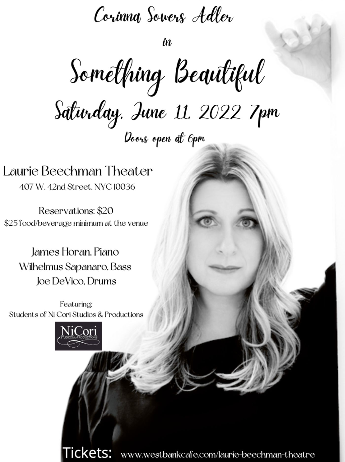 Corinna Sowers Adler and NiCori Studios Will Have A DOUBLE HEADER DAY June 11th at The Laurie Beechman Theatre Corinna Sowers Adler and NiCori Studios Will Have A DOUBLE HEADER DAY June 11th at The Laurie Beechman Theatre Image