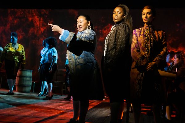 Sara Porkalob, Crystal Lucas-Perry, Elizabeth A. Davis, and members of the company Photo