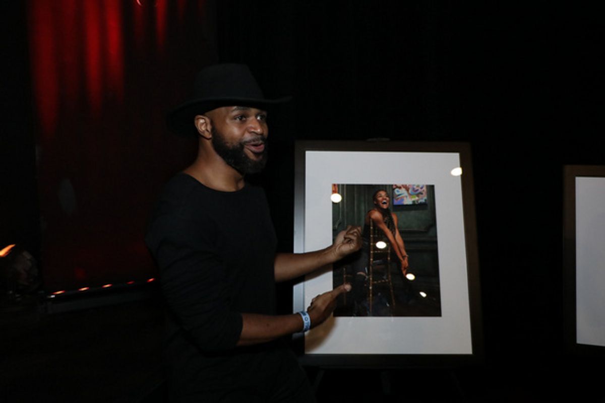 Unscripted Producer/Director Sekou Luke with his portrait of Ariana DeBose. Photo by DwSnapshot Photography.  at 