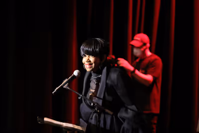 Melba Moore introduces Unscripted Live at the Apollo Theater Soundstage. Photo by DwS Photo