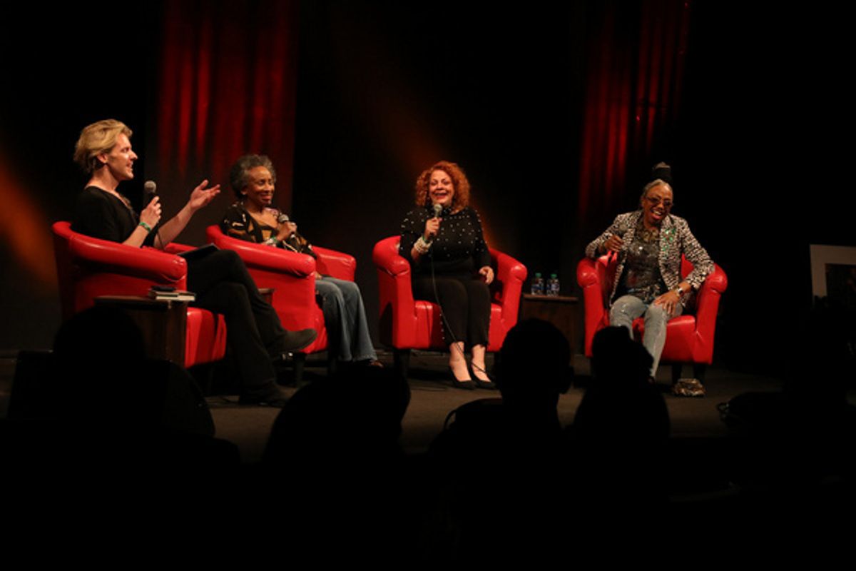 Christian John Wikane (producer/host) interviews Janice Pendarvis, Cory Daye, and Joshie Jo Armstead during Unscripted Live at the Apollo Theater Soundstage. Photo by DwSnapshot Photography.  at 