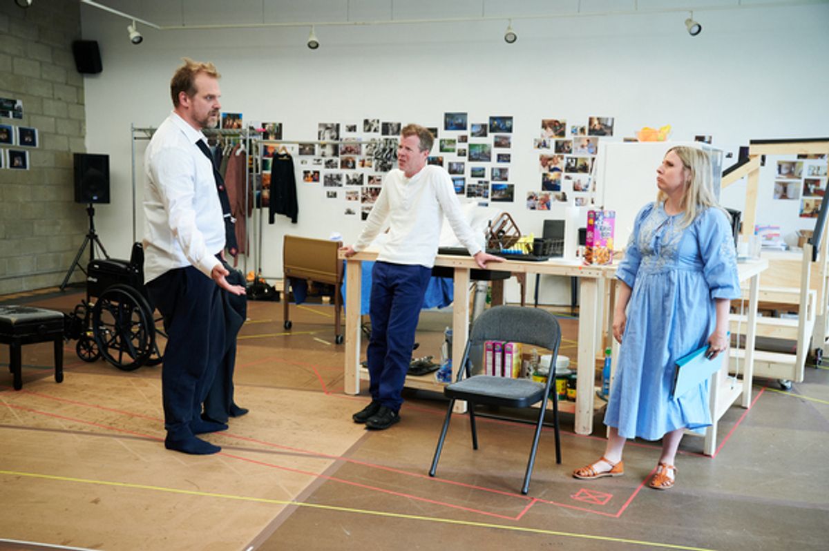 David Harbour, Stephen Wight, and Sinead Matthews at 