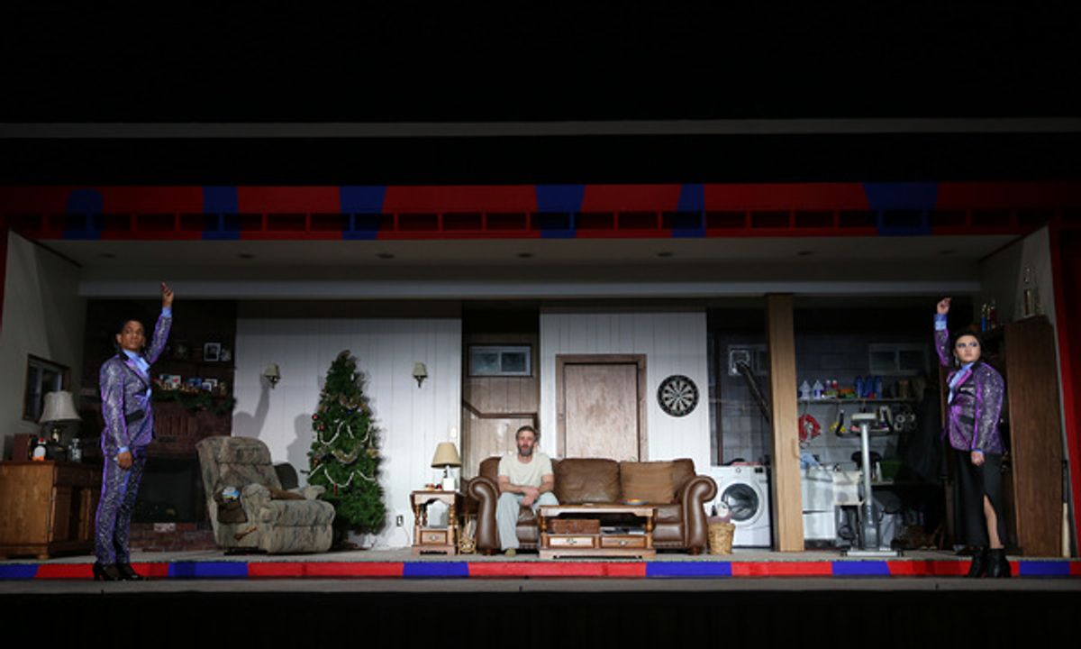 L-R: Ashton Muñiz, Denver Milord, and Akiko Akita in the comedy “Straight White Men” by Young Jean Lee, directed by Mark Lamos, at Westport Country Playhouse, now through June 5.  (203) 227-4177.  www.westportplayhouse.org.  Photo by Carol Rosegg at 