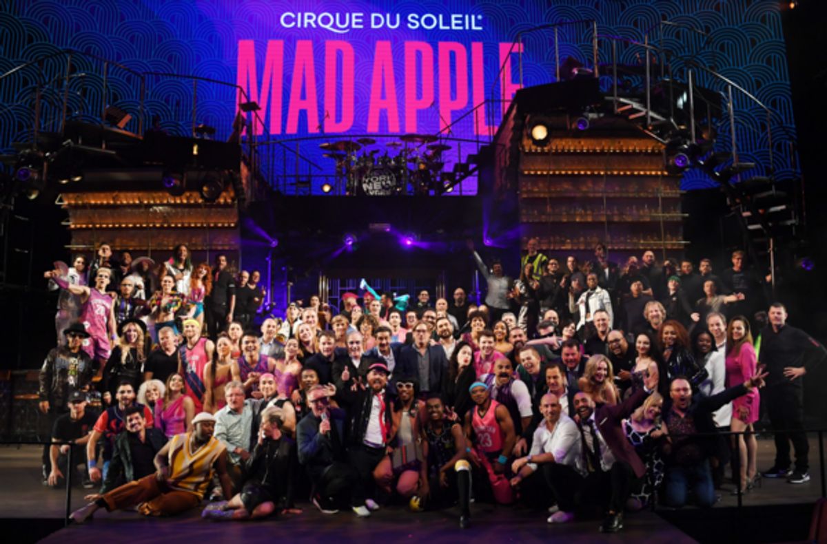 Anderson .Paak (C) poses for a photo with the cast of Mad Apple by Cirque du Soleil at Photos: Inside Look at Premiere of Cirque du Soleil's MAD APPLE in Las Vegas
