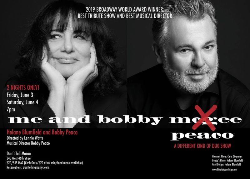 Interview: Helane Blumfield of ME AND BOBBY PEACO at Don't Tell Mama  Image