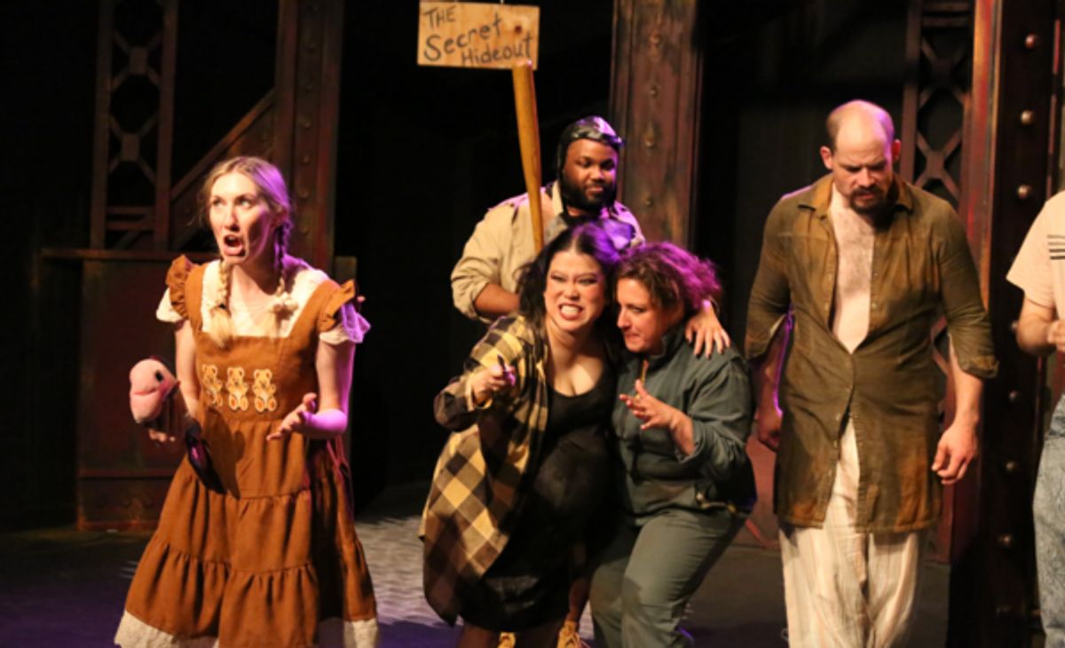 The Rebels in their secret hideout, in New Line Theatre's URINETOWN, 2022. Photo credit: Jill Ritter Lindberg. at Photos: First Look at New Line Theatre's URINETOWN