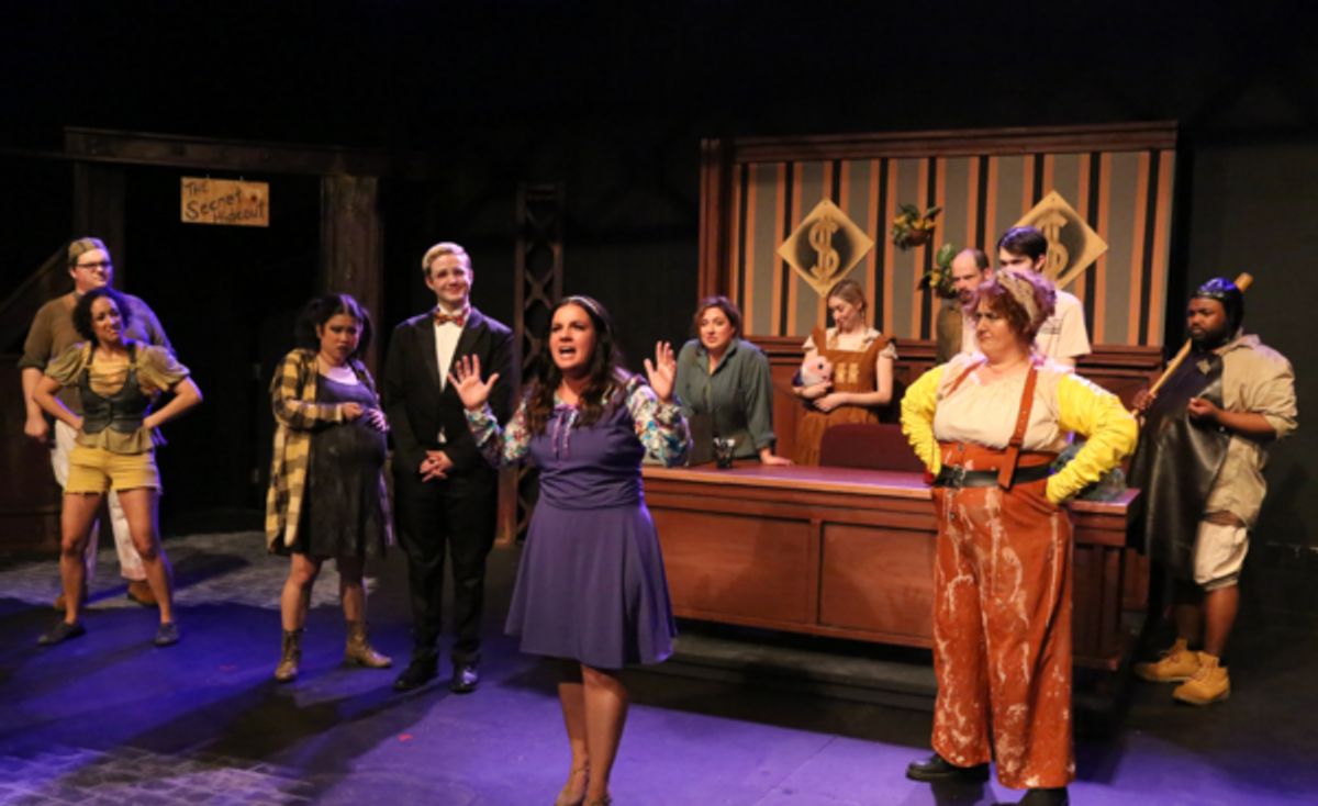 Hope Cladwell (Melissa Felps, center) sings 'I See a River' in New Line Theatre's URINETOWN, 2022. Photo credit: Jill Ritter Lindberg. at Photos: First Look at New Line Theatre's URINETOWN