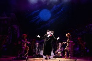 John Anker Bow as Bustopher Jones and the company of the 2021-2022 national tour of C Photo