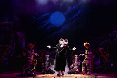John Anker Bow as Bustopher Jones and the company of the 2021-2022 national tour of C Photo