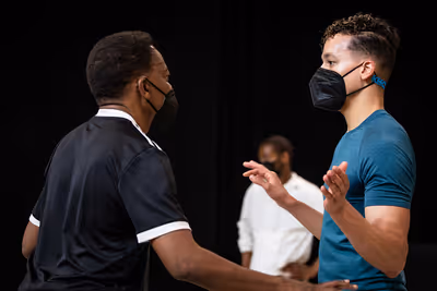 Choreographer Byron Easley and cast member Tyler Hardwick Photo