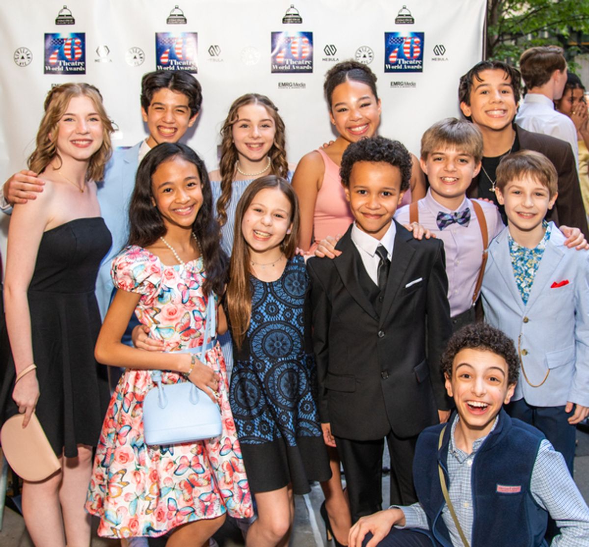 “The Music Man” cast members (left to right) Kammie Crum, Tanner Quirk, Kayla Teruel, 
Carlee Flanagan, Emily Jewel Hoder, Kayla LaVine, Ethen Green-Younger, William Thomas Colin, 
Ethan Lafazn (kneeling),  JT Church, Benjamin Pajak