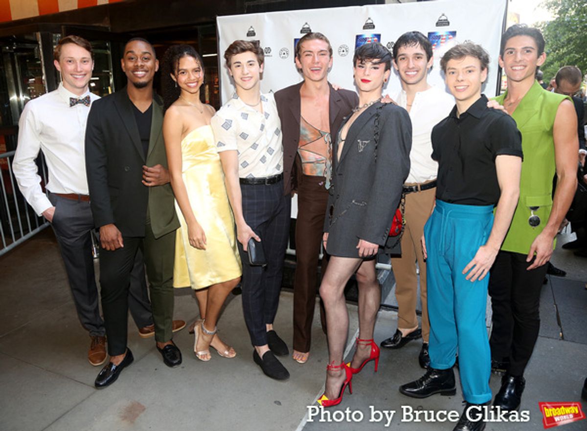 The Music Man's Jordan Beall, Ronnie S. Bowman Jr., Emma Crow, Aydin Eyikan, Drew Minard, Mitchell Tobin, Gino Cosculluela, Daniel Patrick Russell and Nick Alvino at 